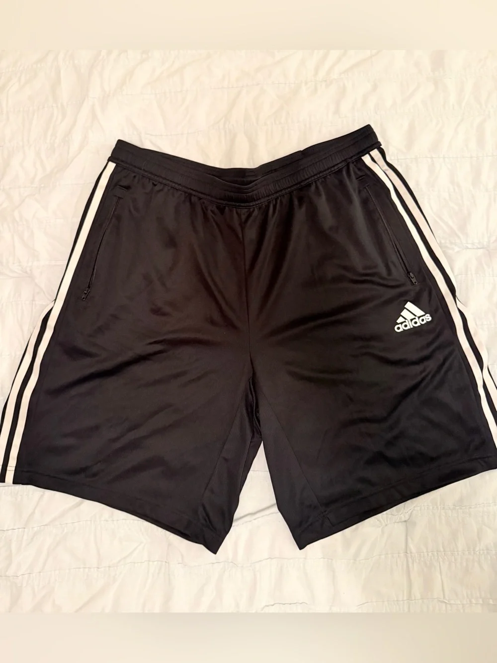 adidas Black Athletic Shorts with White Side Stripes